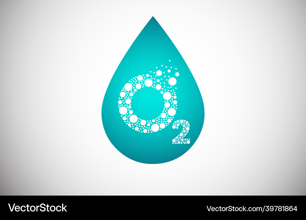 Oxygen o2 bubble logo design in a drop shape Oxygen o2 bubble logo design in a drop shape vector image