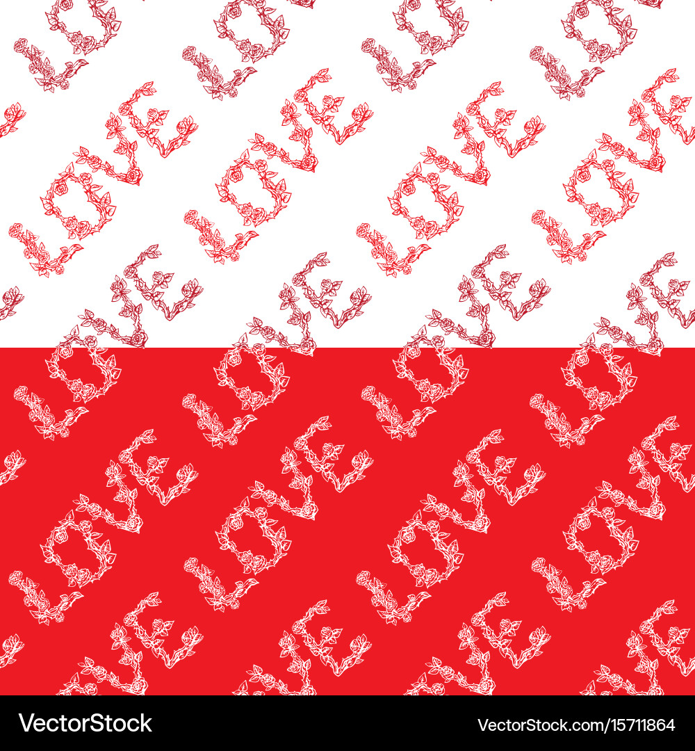 Seamless pattern with word love in hand drawn Vector Image
