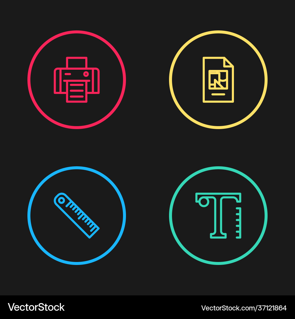 Set line ruler text file document and printer Set line ruler text file document and printer vector image
