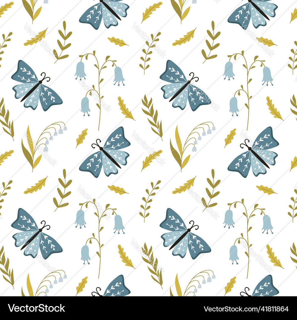 Spring seamless pattern with butterflies Spring seamless pattern with butterflies vector image