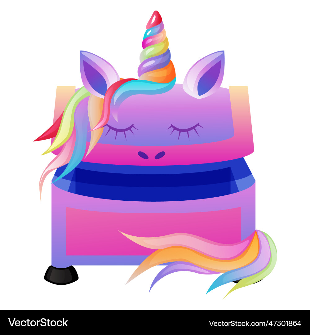 Unicorn chest empty box open casket Unicorn chest empty box open casket vector image