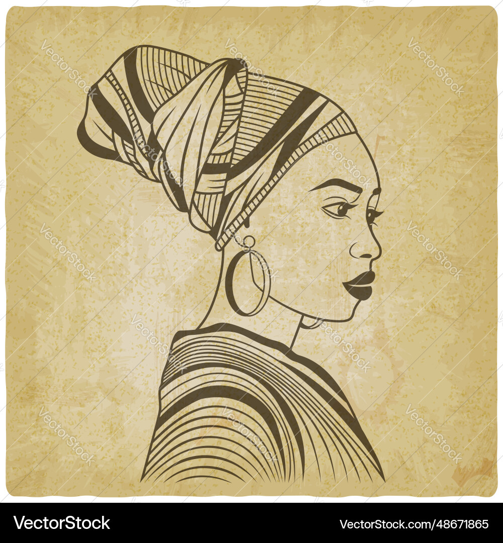 African woman in profile traditional head wrap African woman in profile traditional head wrap vector image