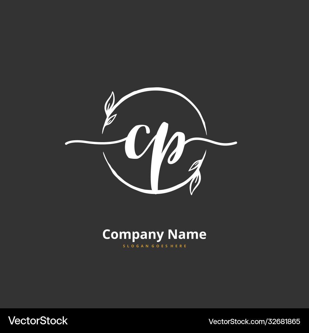 C p cp initial handwriting and signature logo C p cp initial handwriting and signature logo vector image