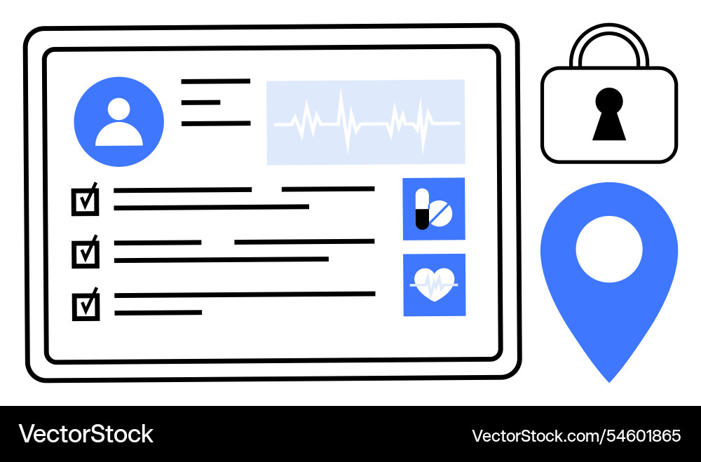 Digital personal health record with secure access vector image