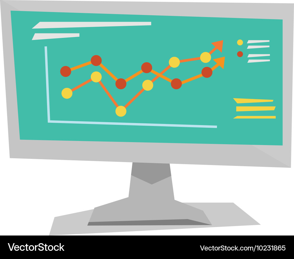 Growing business graph on computer monitor Vector Image