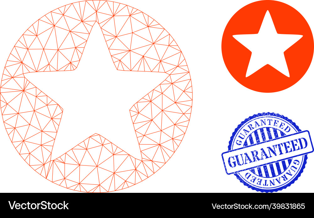 Guaranteed textured seal stamp and web net rounded Guaranteed textured seal stamp and web net rounded vector image