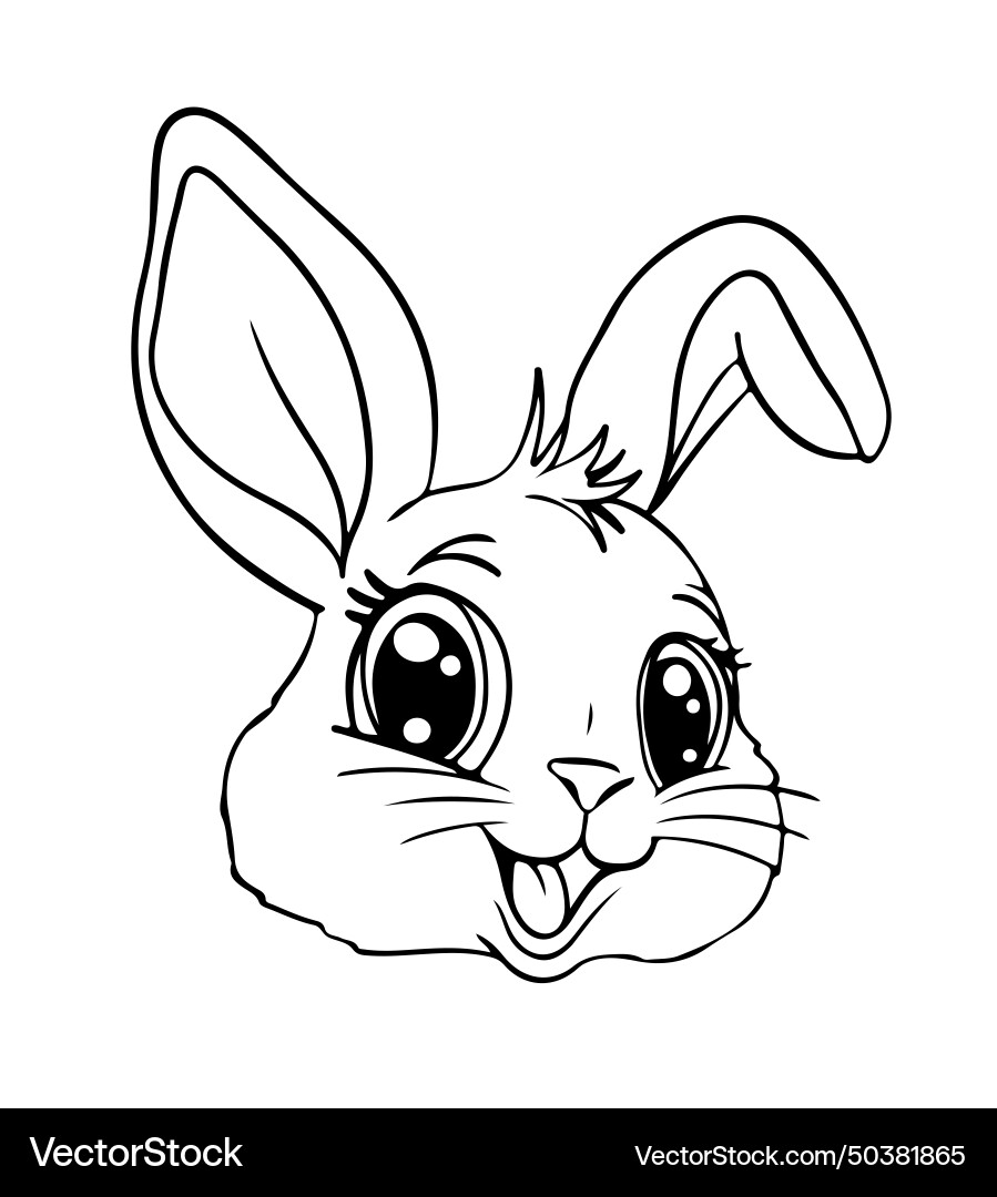 Head of a cute little baby bunny outline drawing Head of a cute little baby bunny outline drawing vector image