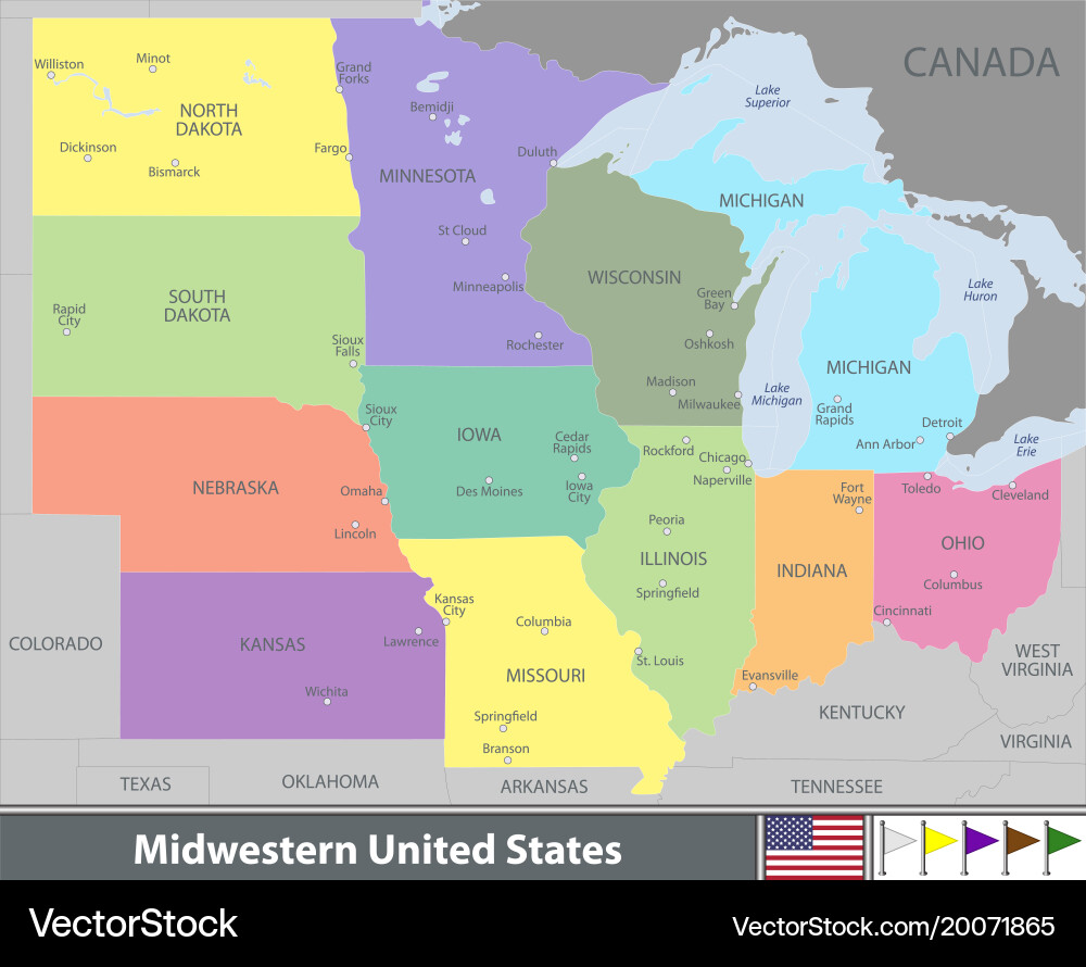 Midwestern united states Royalty Free Vector Image