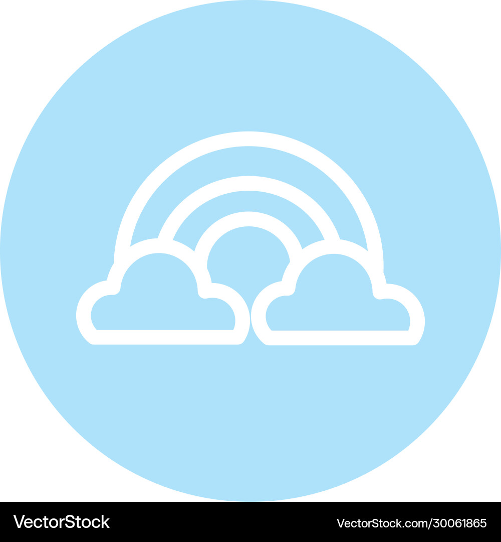 Rainbow with clouds block and flat style icon vector image