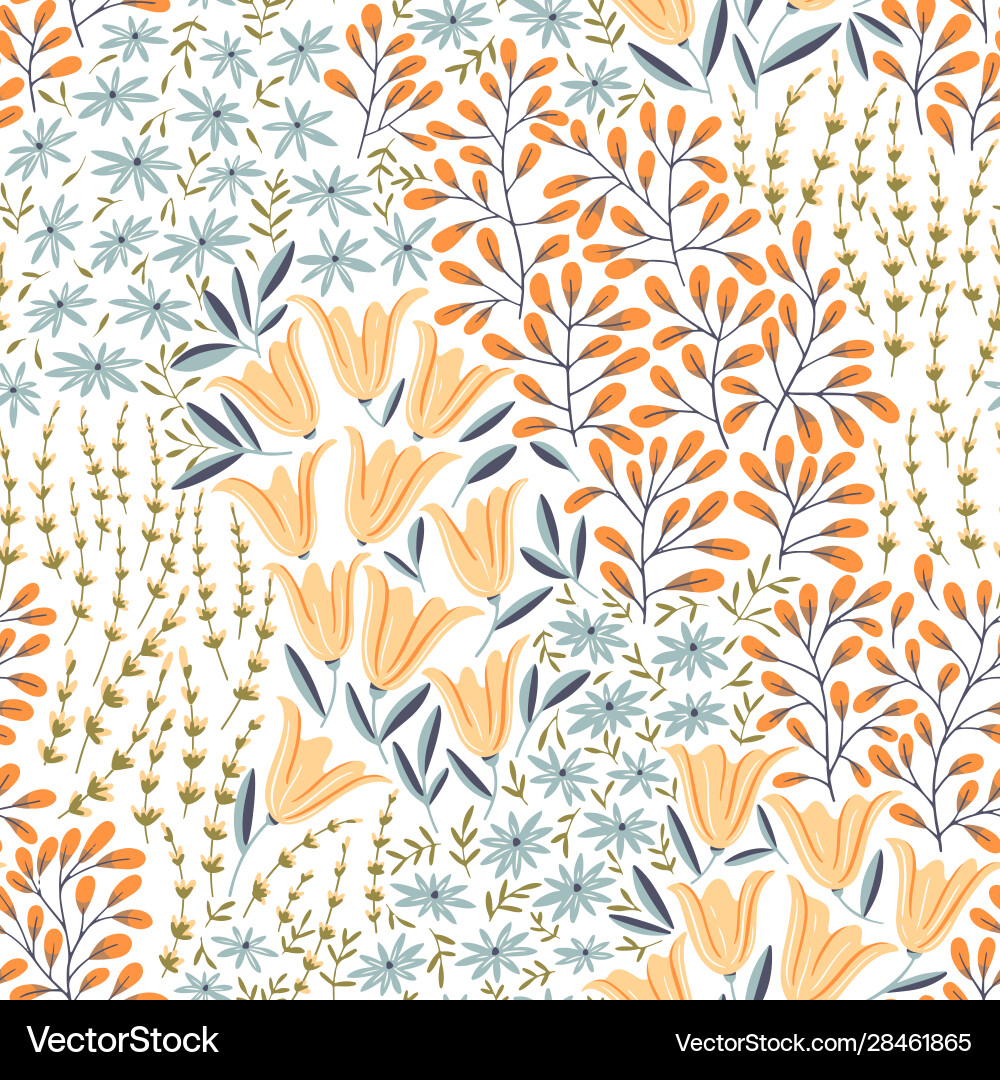 Seamless pattern with wild flowers Royalty Free Vector Image
