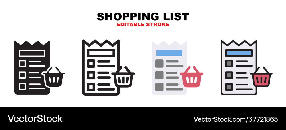 Shopping list icon set with different styles vector image
