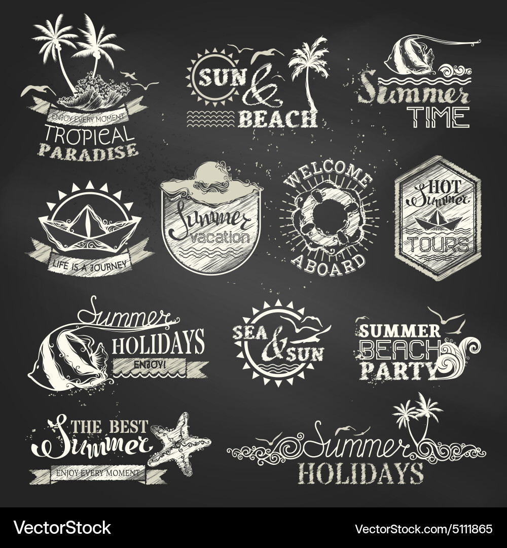 Summer Vacation Labels & Emblems vector image