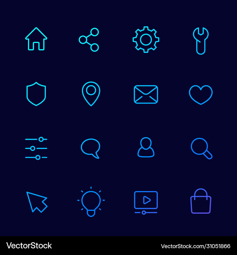 Basic icons for web linear set Basic icons for web linear set vector image