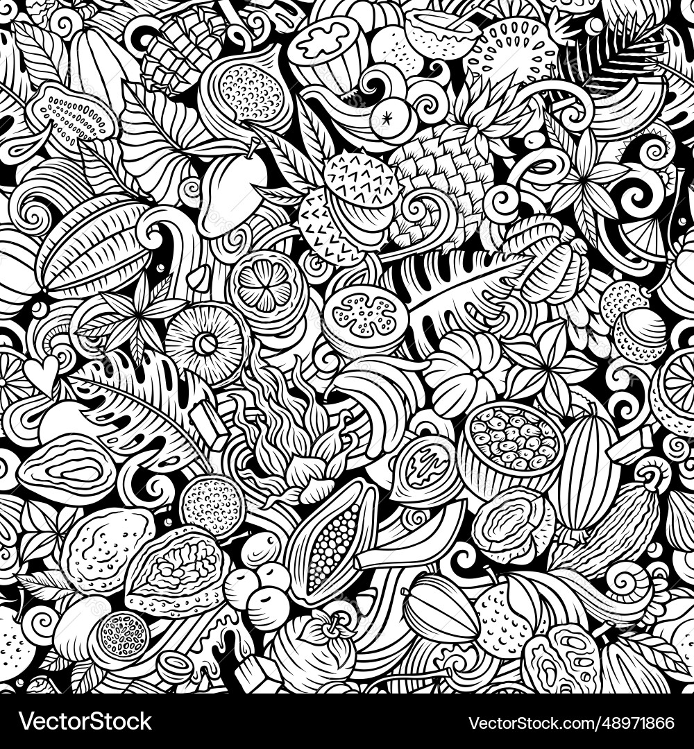 Cartoon doodles tropische Früchte nahtlose Muster Cartoon doodles tropische Früchte nahtlose Muster vektorbild