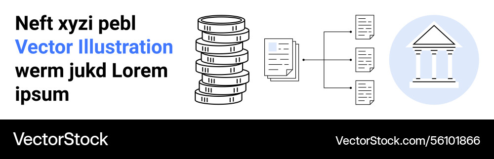 Coins stack and data flow connected to bank Coins stack and data flow connected to bank vector image