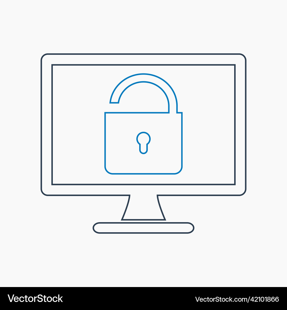 Insecure computer protection icon line style eps Vector Image