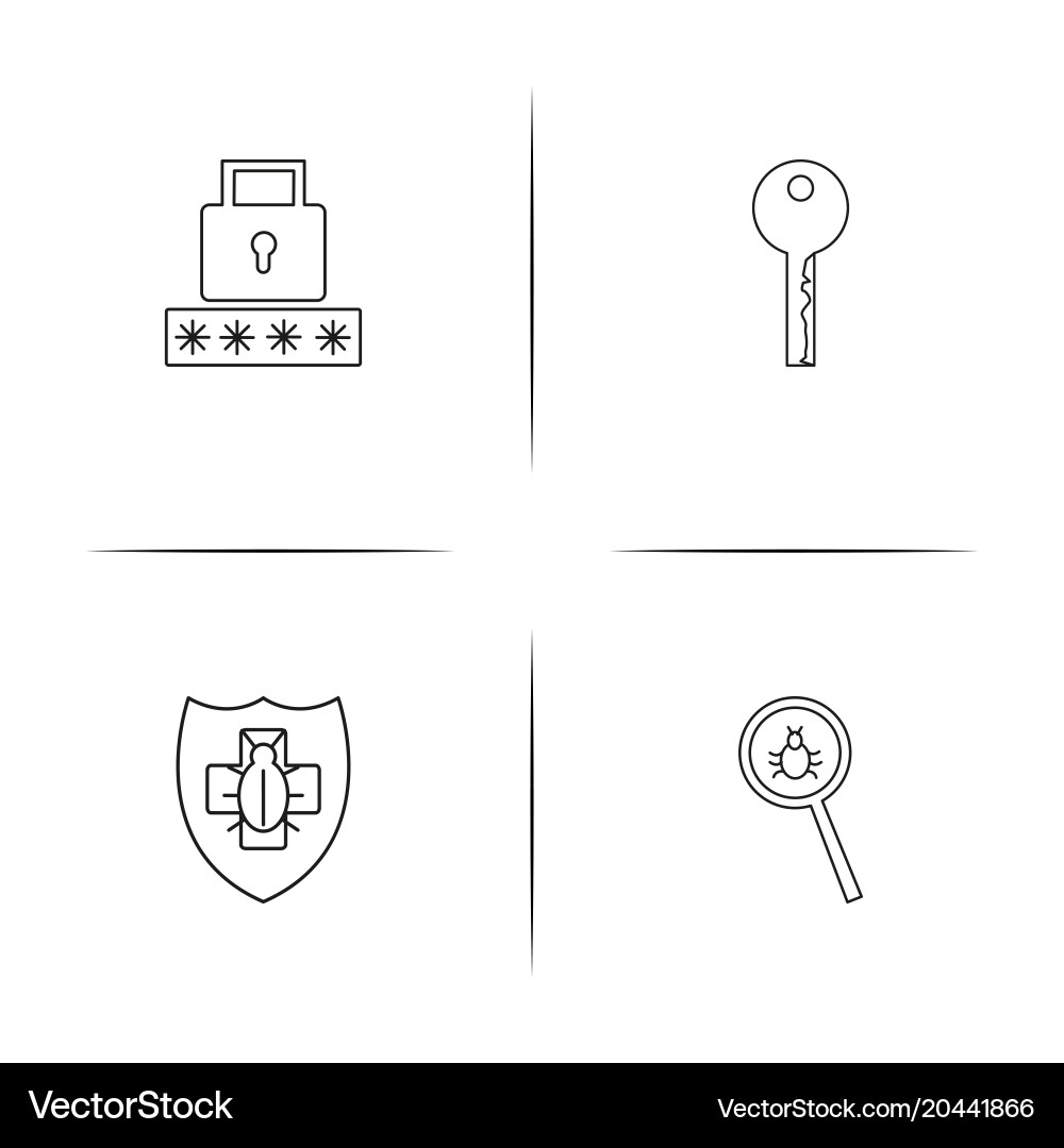 Internet security simple linear icon setsimple vector image