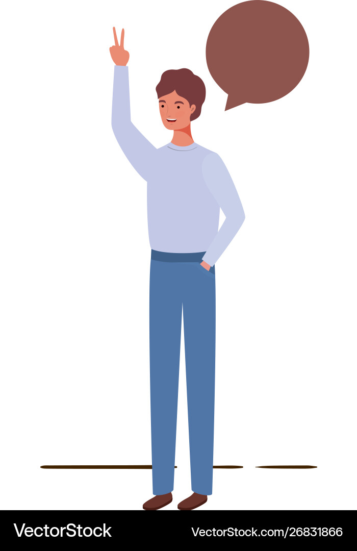 Man with speech bubble avatar character Man with speech bubble avatar character Vector Image