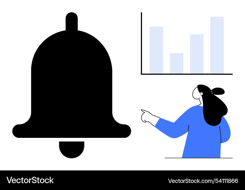 Notification alert and data analytics with person Notification alert and data analytics with person vector image