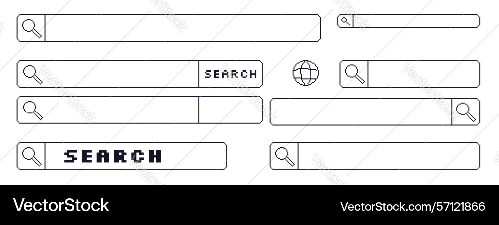 Search bar pixel art set 8bit web browser stroke Search bar pixel art set 8bit web browser stroke Vector Image