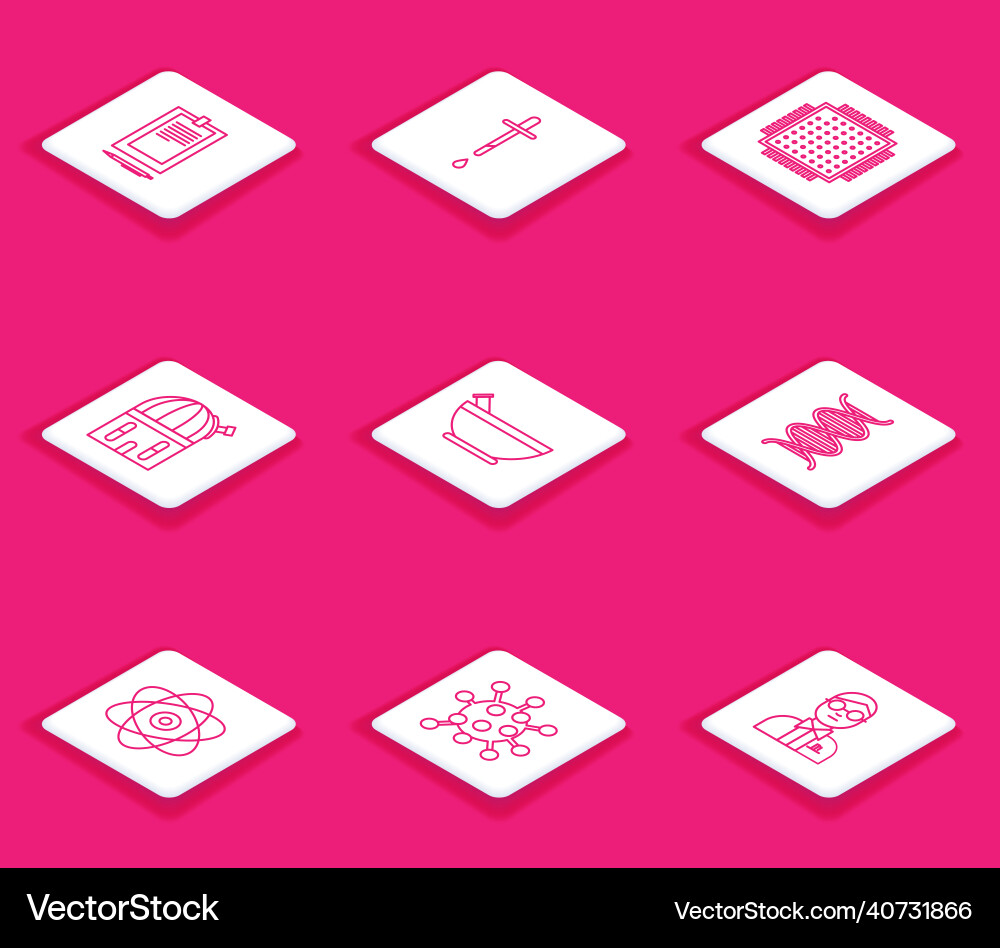 Set line clipboard with document pipette Set line clipboard with document pipette vector image