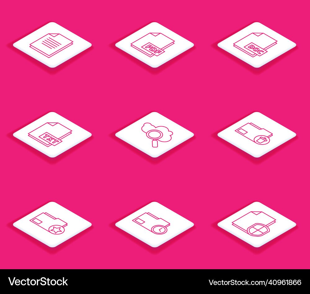 Set line document pdf file doc txt Vector Image