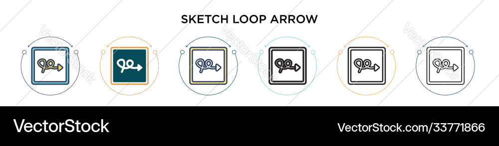 Sketch loop arrow icon in filled thin line Vector Image