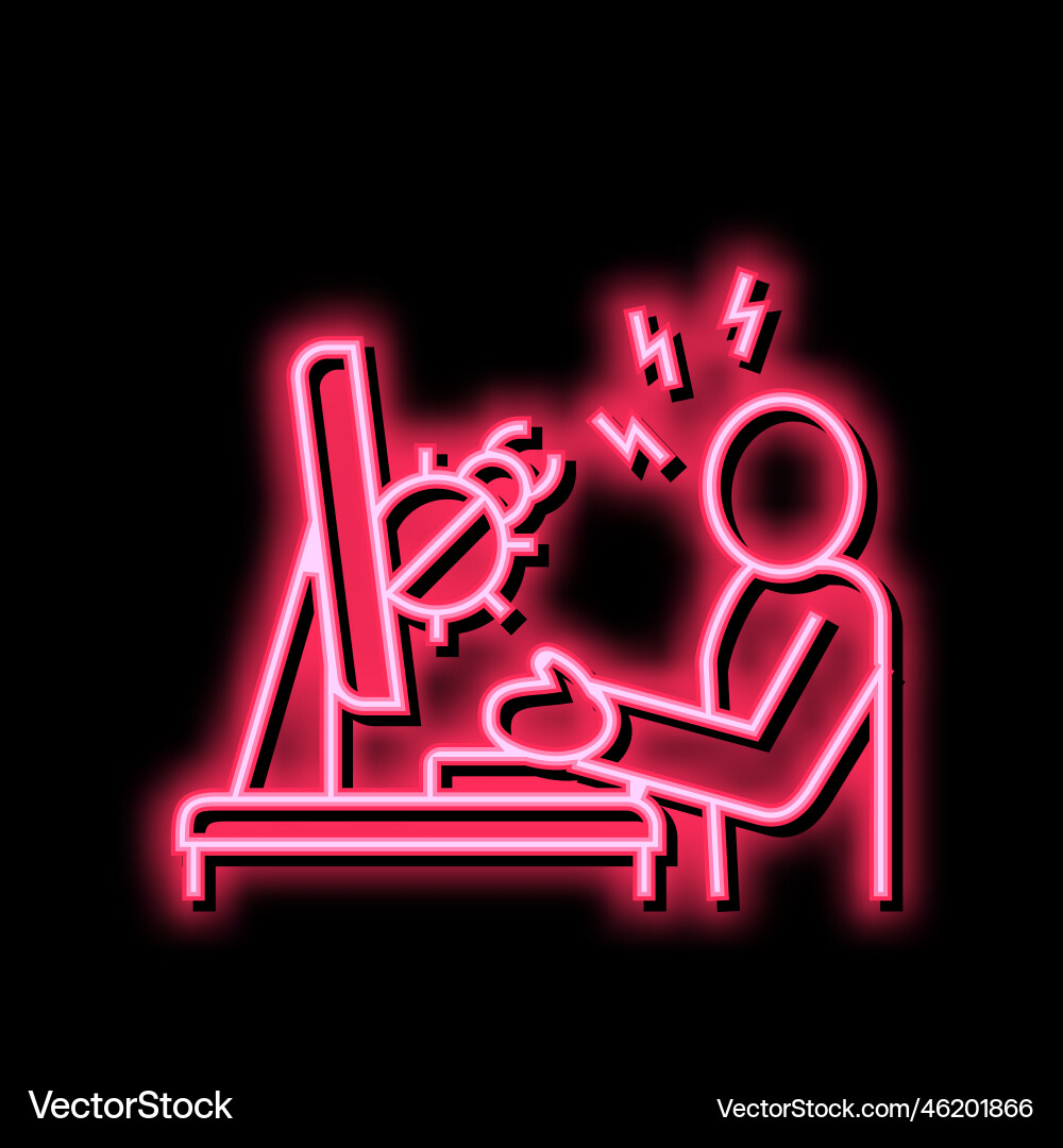 Sysadmin fixing debug neon glow icon Vector Image