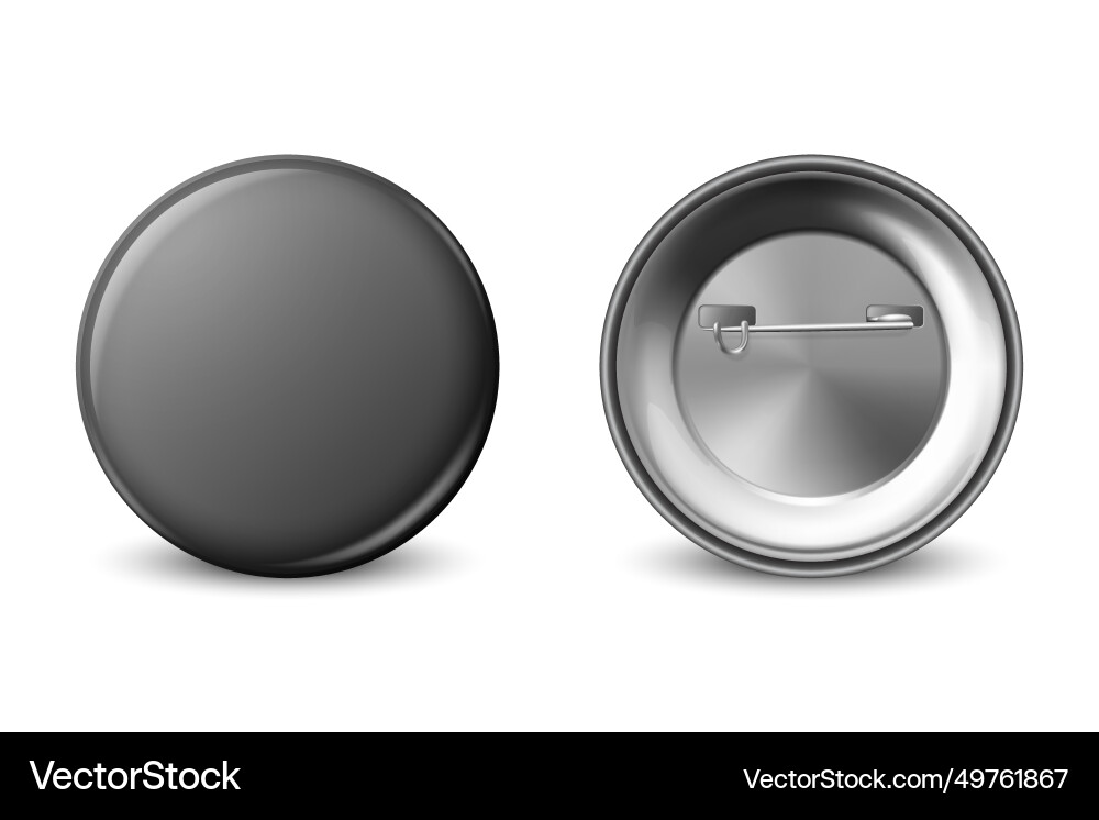 3d realistic blank black round button badge 3d realistic blank black round button badge vector image