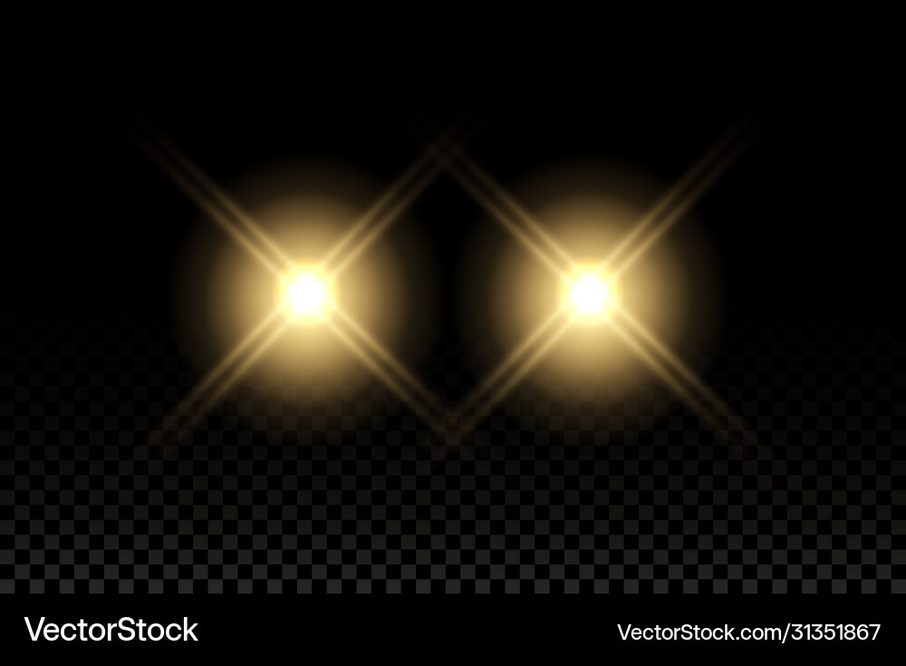 Car light effect headlight flare beam Car light effect headlight flare beam vector image