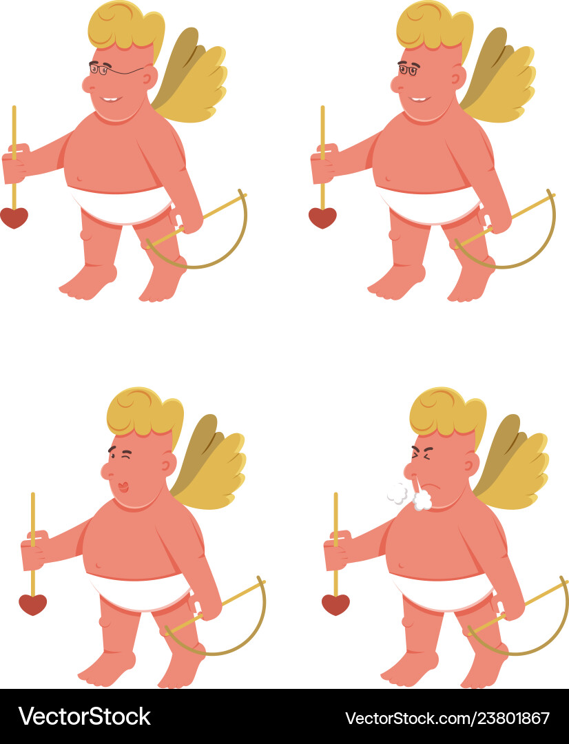 Cartoon cupids standing with arrows Cartoon cupids standing with arrows vector image
