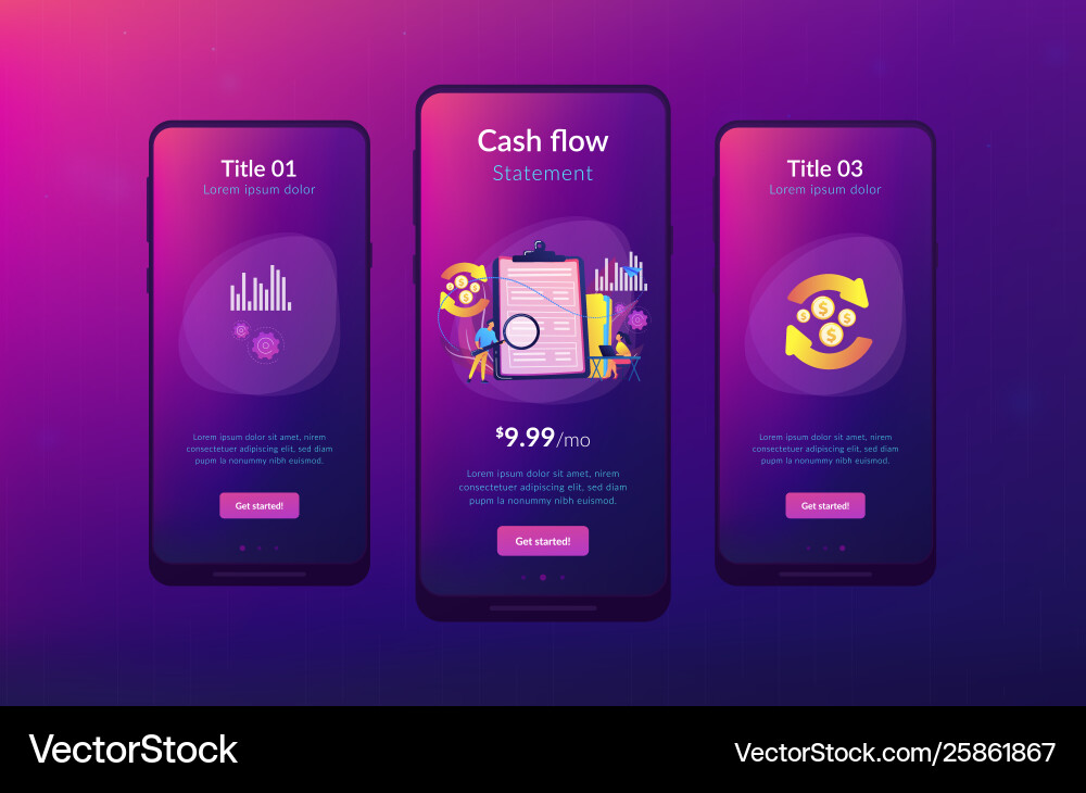 Cash flow statement app interface template Cash flow statement app interface template vector image