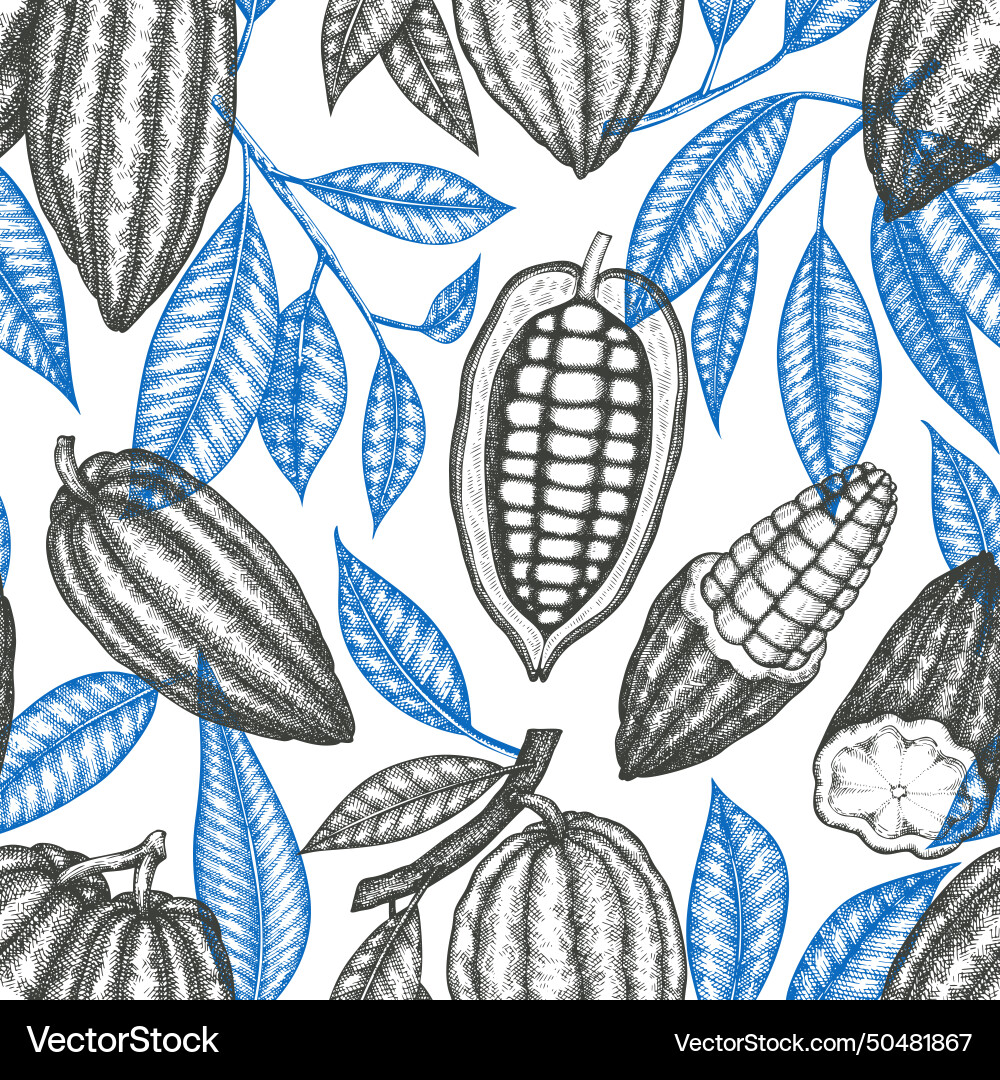 Cocoa banner seamless pattern chocolate retro Cocoa banner seamless pattern chocolate retro vector image