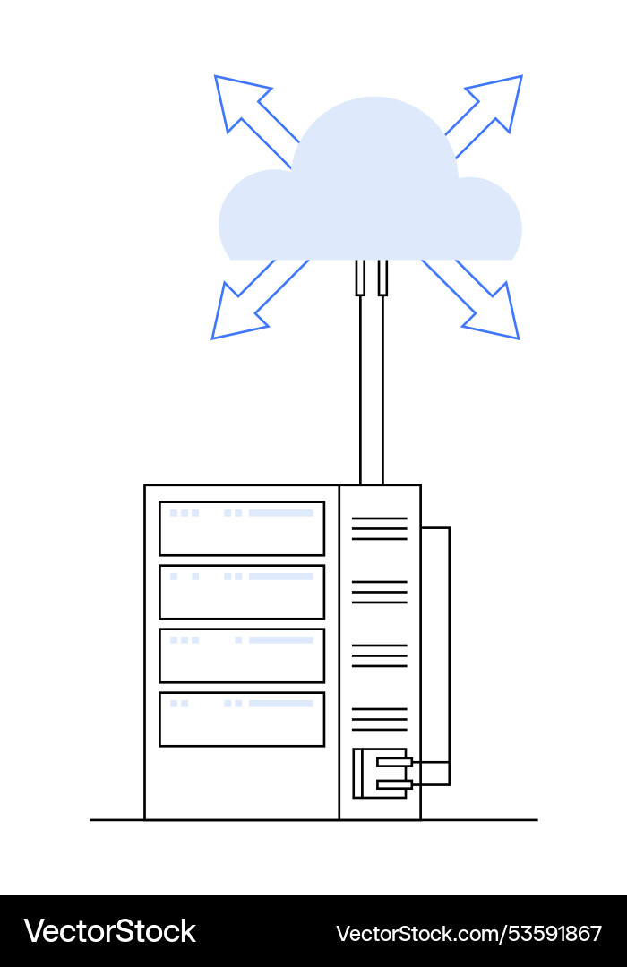 Data server connected to cloud with arrows Data server connected to cloud with arrows vector image