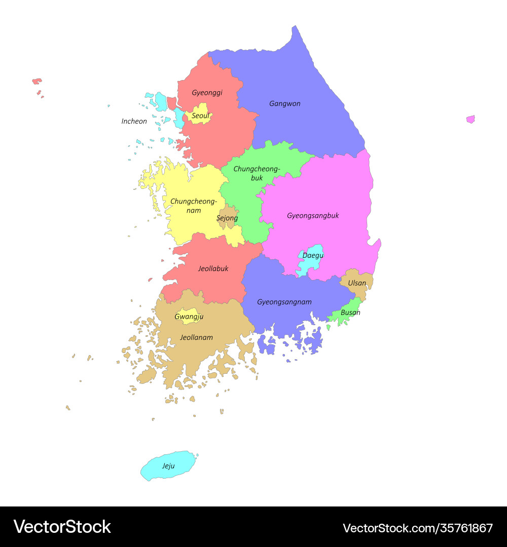 Detailed South Korea Map Vector Image
