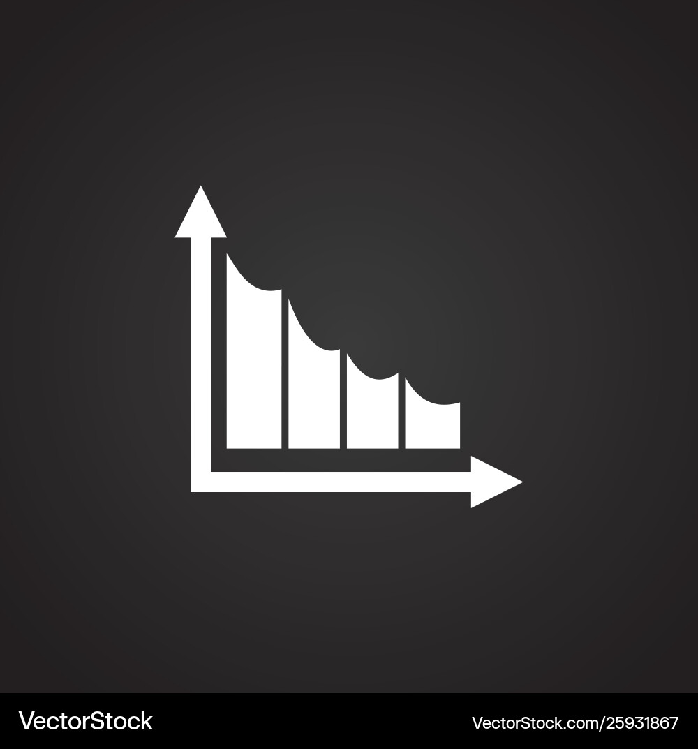 Down chart icon on background for graphic and web vector image