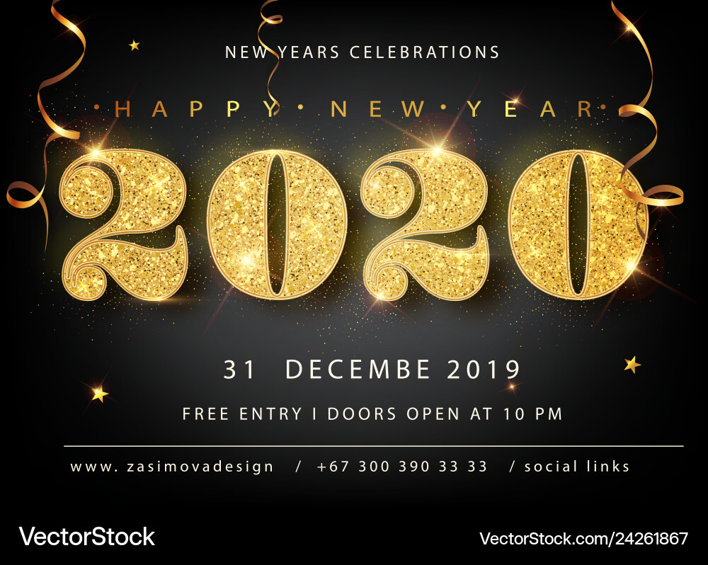 Golden luxury text 2020 happy new year Golden luxury text 2020 happy new year vector image