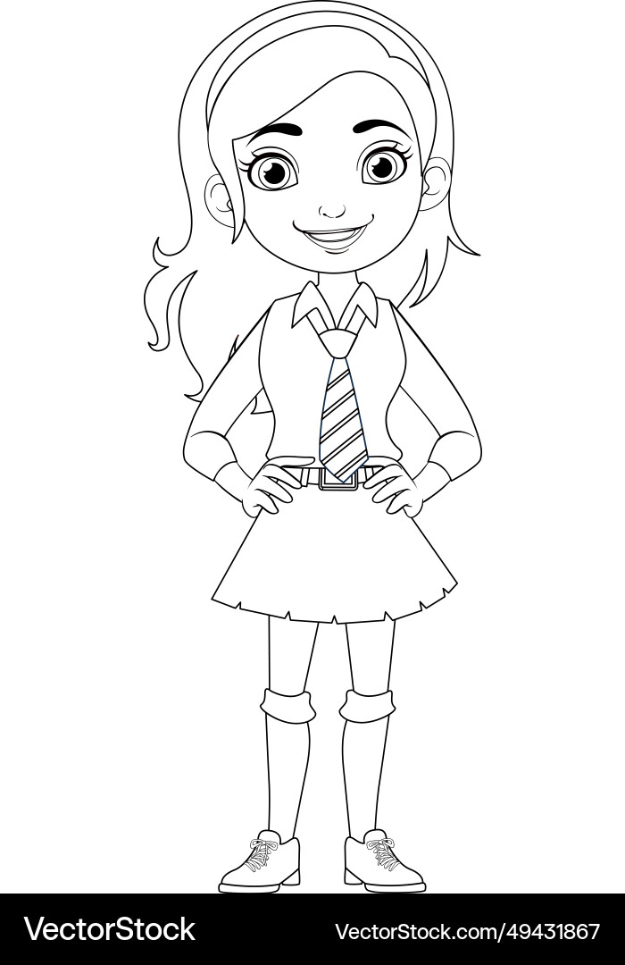 Lächelnde blonde Mädchen Schüler in Schuluniform Lächelnde blonde Mädchen Schüler in Schuluniform Vektorbild