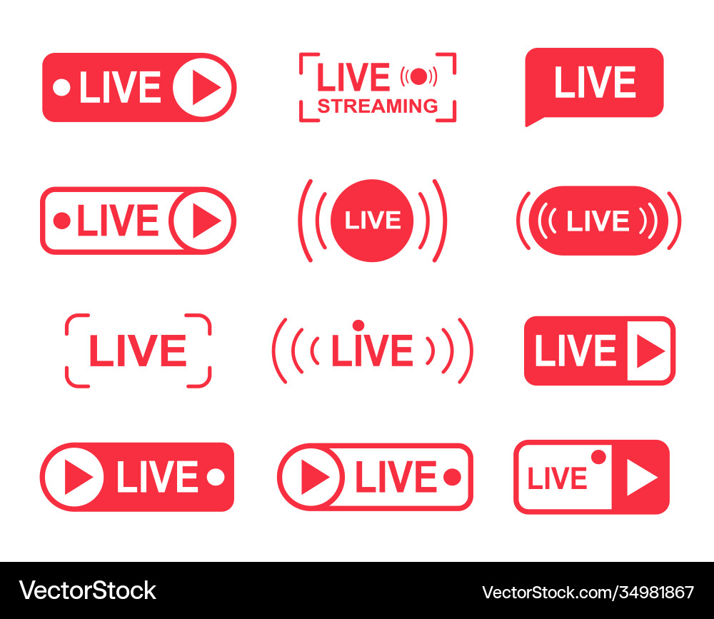 Live Streaming Icons - Play & Stream vector image