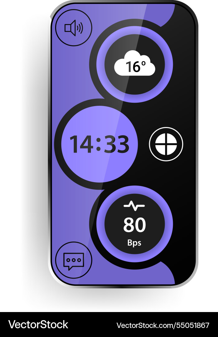 Modern smart device interface showing weather Vector Image