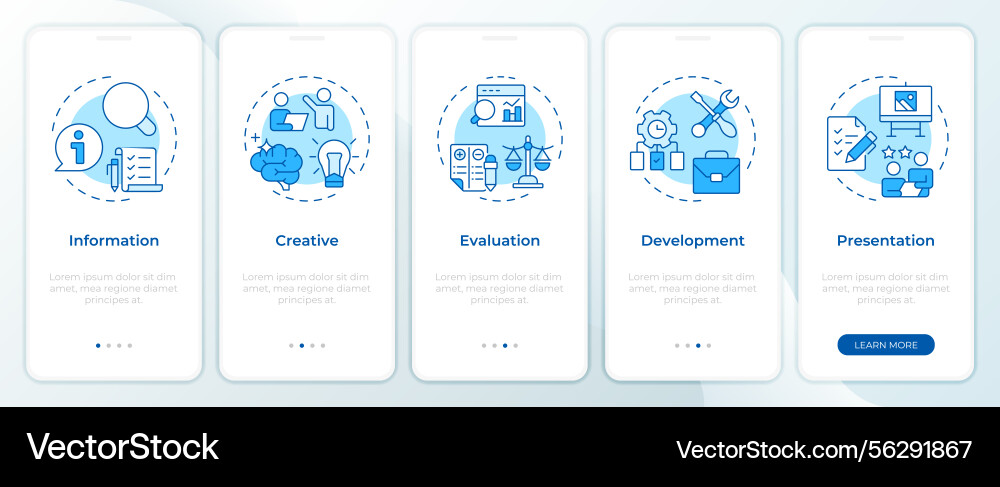 Onboarding App Screen - Workflow Steps vector image
