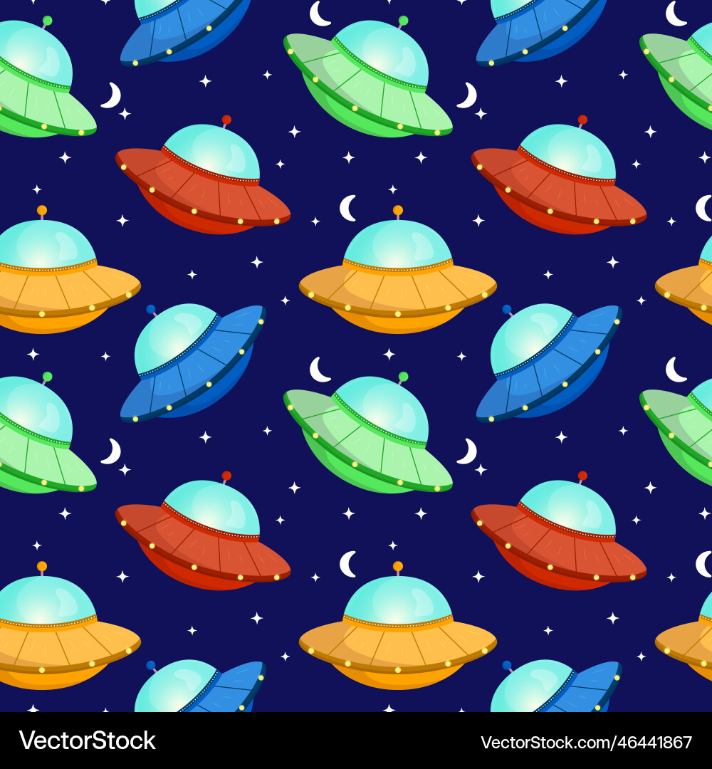 Seamless pattern of ufo flying spaceships Seamless pattern of ufo flying spaceships vector image