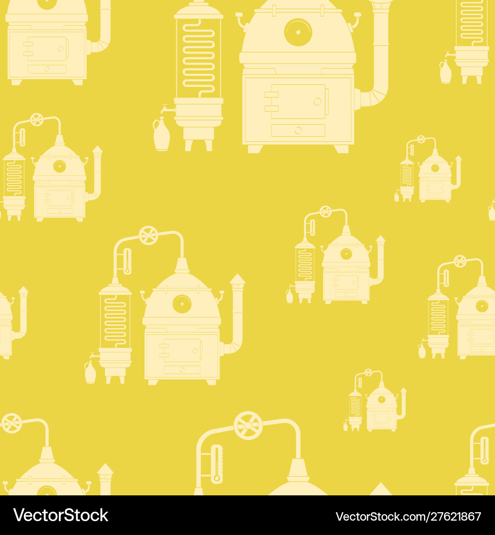 Seamless pattern with distillation apparatus Vector Image