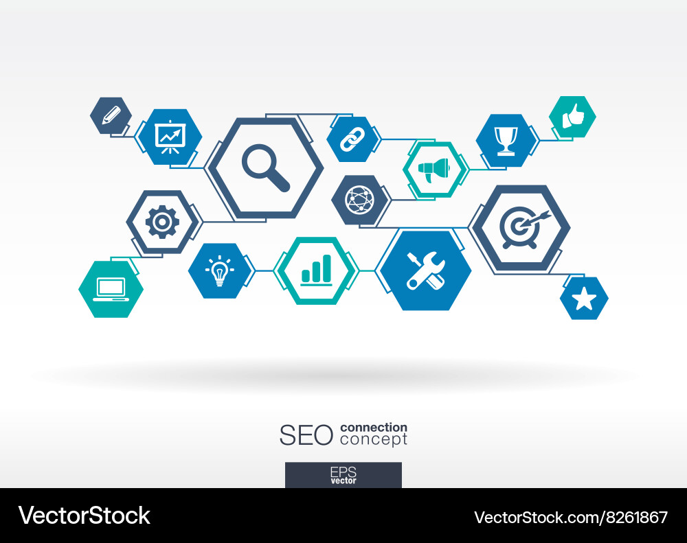 Seo network hexagon abstract background vector image