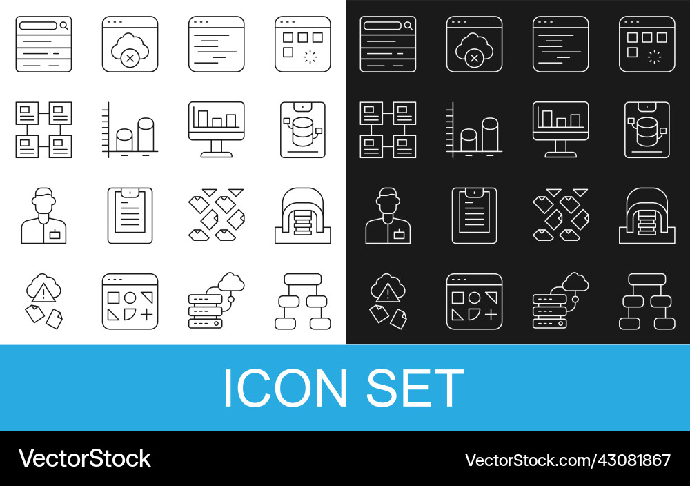 Set line hierarchy organogram chart hangar Set line hierarchy organogram chart hangar vector image