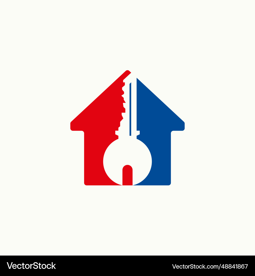 Simple home with center key in negative space Vector Image