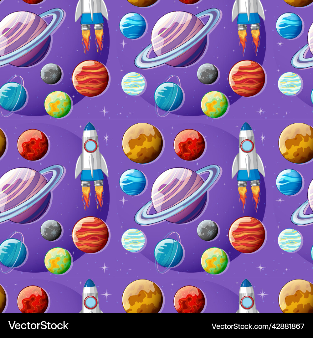 Space planets seamless pattern Space planets seamless pattern Vector Image