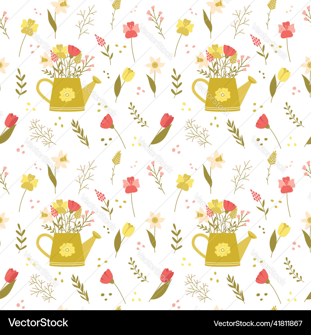 Spring seamless pattern with flowers Spring seamless pattern with flowers Vector Image