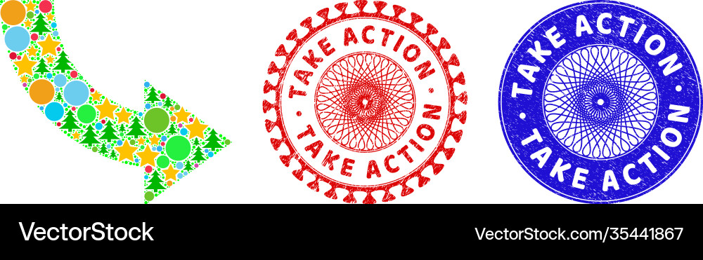 Take action textured rubber imprints and rotate Take action textured rubber imprints and rotate Vector Image