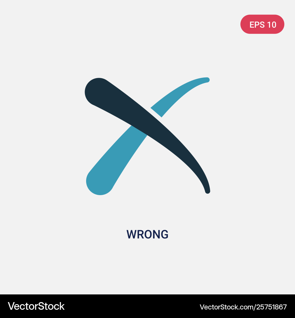 Two color wrong icon from web navigation concept vector image